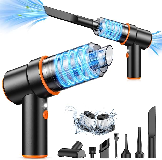 KMM Handheld Car Vacuum Cleaner, 11000PA Hand Held Vacuum & Air Duster | Strong Suction, Cordless, 120W High Power, Portable, Multi-Nozzles & LED Light, for Home, Car, Office