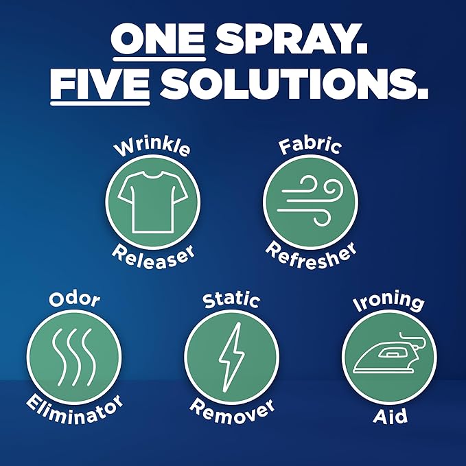 Downy Wrinkle Releaser Spray, All In One Formula, Removes Wrinkles, Static and Odor Eliminator, Crisp Linen Scent, 33.8 Fl Oz, Pack of 2 (Packaging May Vary)
