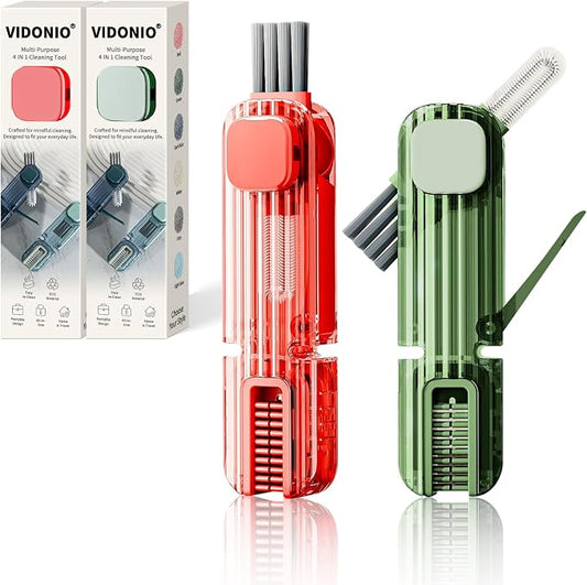 2Pcs 4 in 1 Cup Lid Gap Cleaning Brush Set,Multifunctional Crevice Cleaning Brush for Bottle,Multipurpose Bottle Cleaner with Compact Design Tiny Silicone Cup Holder Cleaner Tool,Kitchen Gadgets
