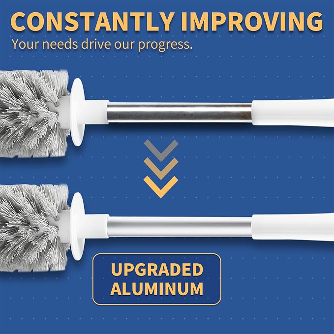 BOOMJOY Toilet Brush and Holder Set, Toilet Bowl Cleaner Brush, Toilet Scrubber Brush with Tweezers for Bathroom Cleaning, RV Accessories and House Organization Must-Haves - White