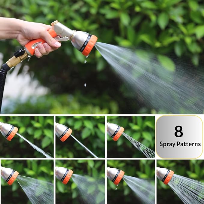 HOSUN 100% Metal Garden Hose Nozzle Sprayer with Ergonomic Handle, Orange