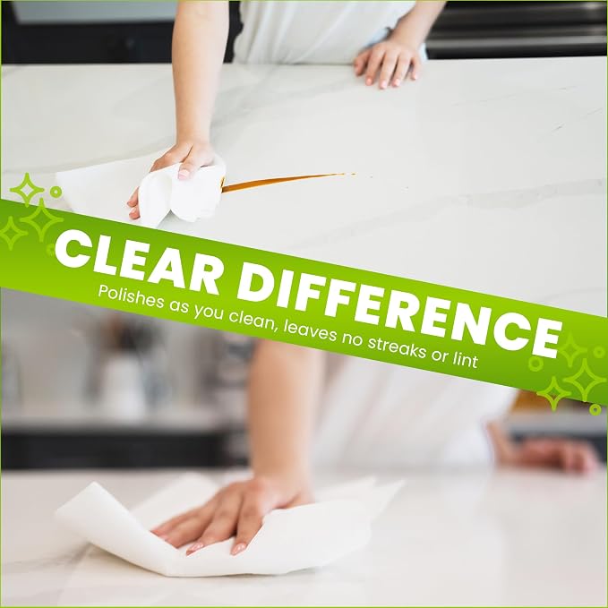 The White Green Cloth 4-Pack Reusable Cleaning Cloths for Streak-Free Windows, Mirrors & All-Purpose Use – Chemical-Free, Absorbent, Non-Abrasive, 16" x 16" White Cleaning Rags, Made in The USA