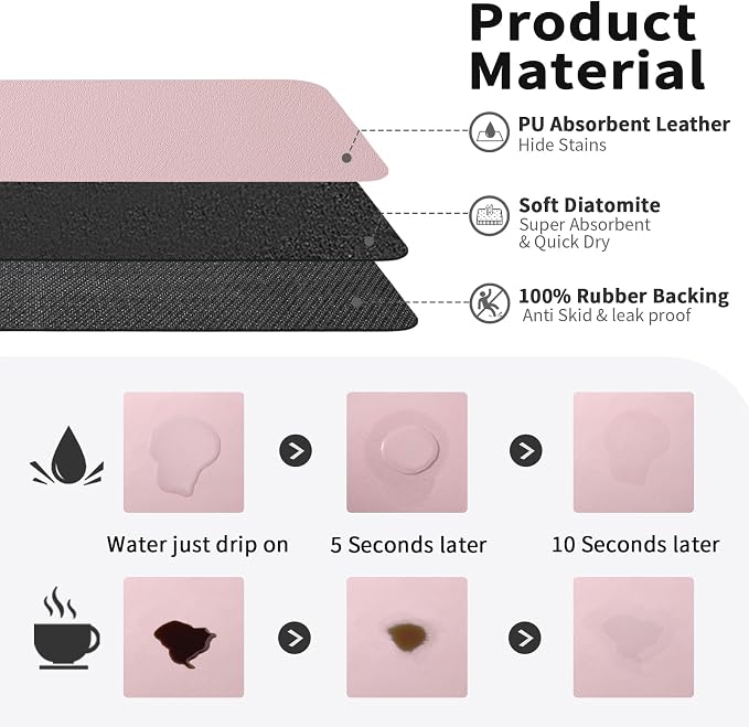 HotLive Coffee Mat - Absorbent Hide Stain Rubber Backed Dish Drying Mat for Kitchen Counter - Bar Mats for Countertops Accessories Fit Under Coffee Maker Espresso Machine
