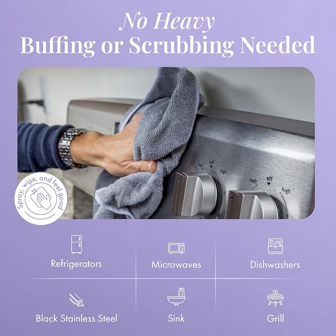 Therapy Stainless Steel Cleaner and Polish, Lavender - Two 16oz Bottles | 100% USDA Biobased. Removes fingerprints & residue. Safe for sinks, grills & appliances. Lavender essential oil scent.