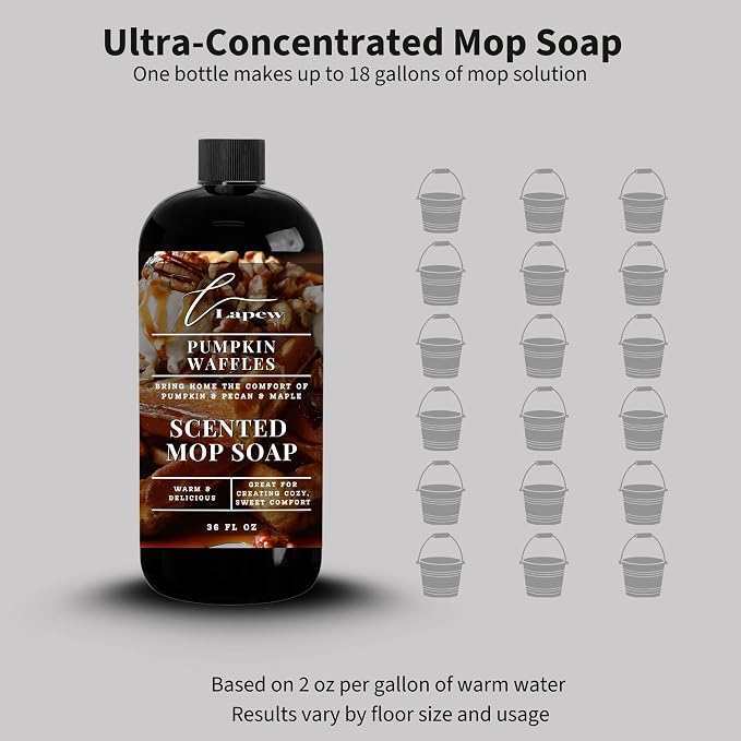 Lapew Pumpkin Waffles Scented Mop Soap - Luxury Floor Cleaner Concentrate for Mopping Tile, Laminate, Vinyl & Hardwood | Streak-Free, Low-Foam | 36 oz