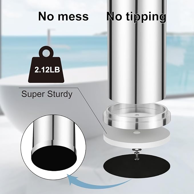 Stainless Steel Toilet Brush and Holder Set,Extra Long Handled Toilet Brush for Bathroom,Heavy Duty Toilet Bowl Brush,Modern Toilet Cleaner Brush, Splash Protection,Deep Cleaning (Chrome)