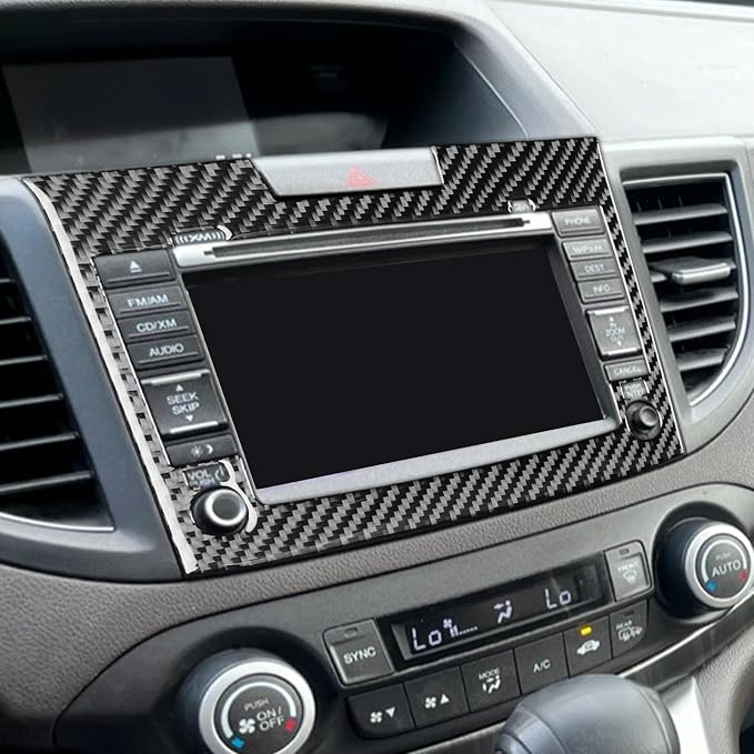 Real Carbon Fiber Trim for Honda CRV Accessories | for CR-V 2012 2013 2014 2015 2016 Central Console CD Player Panel Sticker Interior Thick Overlay Decal - A