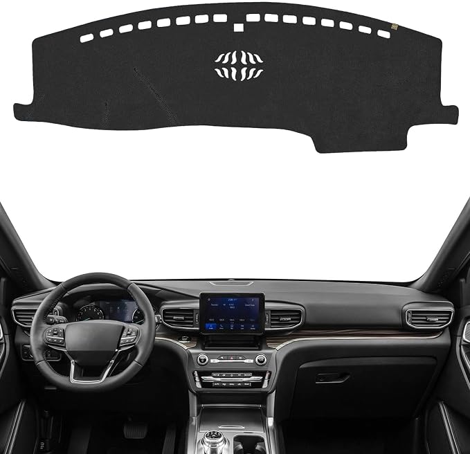 Dashboard Cover Dash Mat Fit for Fo-rd Explorer 2024-2020 (Without HUD Models),Car Dash Board Mat Anti-Glare Carpet,Non-Slip Pad Sunshield Protector (Black)