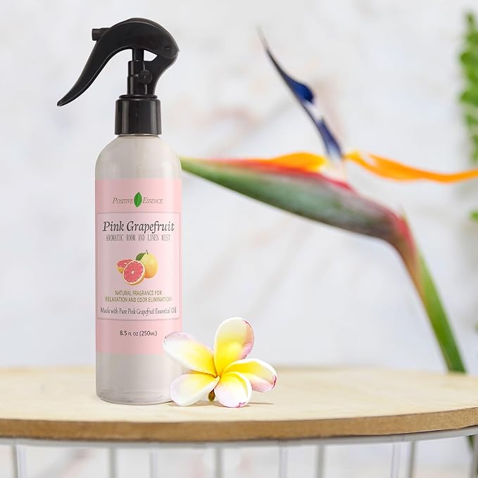 Pink Grapefruit Linen and Room Spray, Citrus Home Fragrance, 8.5 fl oz | Bright citrus aroma, juicy sweet and lightly tart notes, suitable for fabrics and bathrooms, small-batch made in Thailand