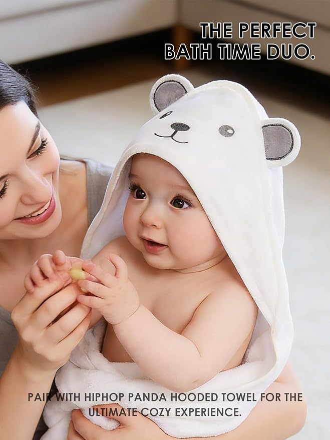 HIPHOP PANDA Baby Washcloths, Rayon Made from Bamboo - 2 Layer Ultra Soft Absorbent Newborn Bath Face Towel - Reusable Baby Wipes for Delicate Skin - Pink, 6 Pack
