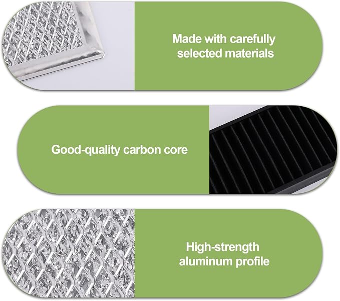 3pcs Microwave Grease Filter & Charcoal Filters Set, Aluminum Meshes & Carbon Filter Replacement Compatible with LMV2031ST LMV2031BD LMHM2237ST LMH2235ST