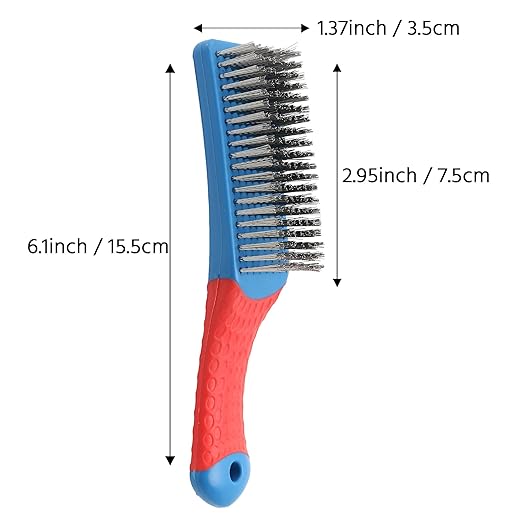 Wire Brushes for Rust Removal, Steel Wire Metal Brush for Cleaning Concrete | Paint Remover for Concrete & Grill Rust Remover with Ergonomic Handle (15.5x3.5cm)
