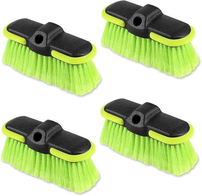 Car Wash Brush Head with Soft Bristle 8 ", 4 Pack Scrub Brush Attachment for Extension Pole, Outdoor Cleaning Tool for Window, Wall, Floor, Deck, Patio