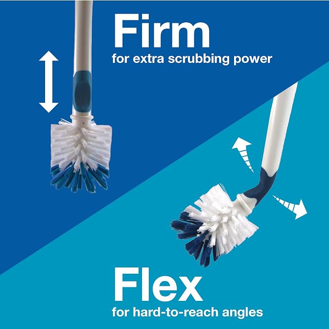 Unger 12.7” Flexible Glass and Bottle Scrub Brush, Extra-Long, Non-Scratch Cleaning Scrubber for Water Bottles, Travel and Coffee Mugs, Pitchers, Vases, Decanters, Glassware