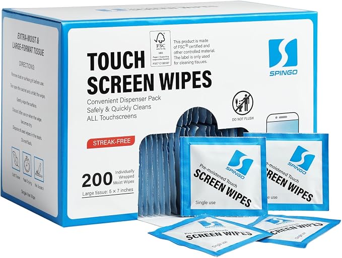 200 Count Screen Wipes, Screen Cleaner Wipes for Electronics, Touchscreens | Streak-Free & Scratch-Free Electronics wipes for Phone, Laptop, Computer, Monitor, Touchscreens, Care Screens, Eyeglasses.