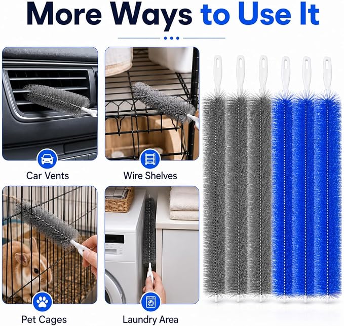6 Pack Fan Cleaning Brush, Bendable Blinds Cleaner Tool for Vents | 6 reusable fan cleaning brushes with flexible bristles for fans, blinds, vents, screens, tracks and narrow gaps.