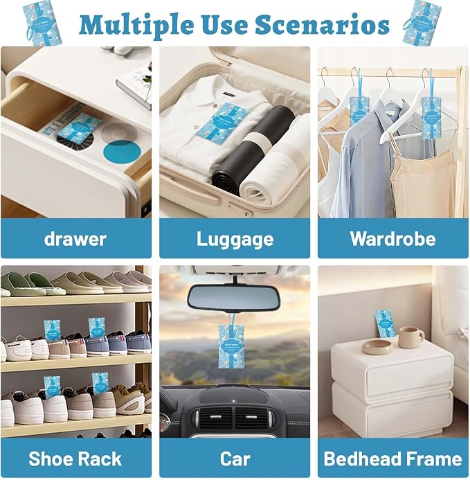 STRN Scented Sachets for Drawer and Closet, Baby Powder Scent 14 Packs | Long-Lasting Sachets, Small Space Air Freshener for Wardrobes
