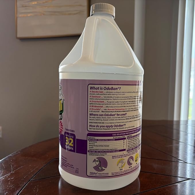 OdoBan Disinfectant Concentrate and Odor Eliminator, Made in the USA, Lavender Scent, 4 Gallons