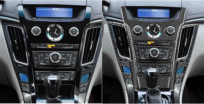 Real Carbon Fiber Trim for Cadillac CTS Accessories | for 2008 2009 2010 2011 2012 2013 Center Control Kit Panel Sticker Interior Thick Overlay Decal