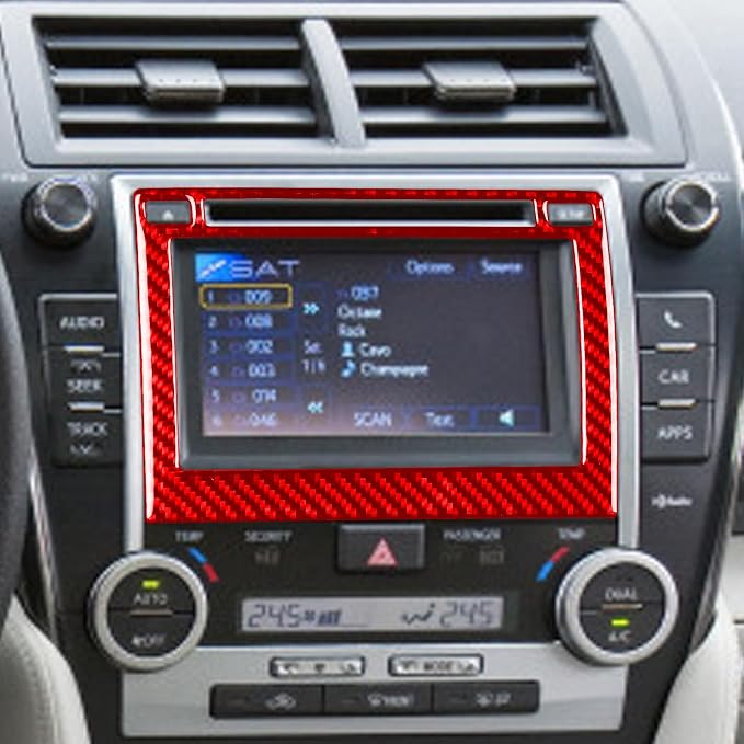 Real Carbon Fiber Trim for Toyota Camry Accessories | for 2012 2013 2014 Dashboard GPS Navigatiion Display Screen Panel Frame Interior Thick Overlay Decal