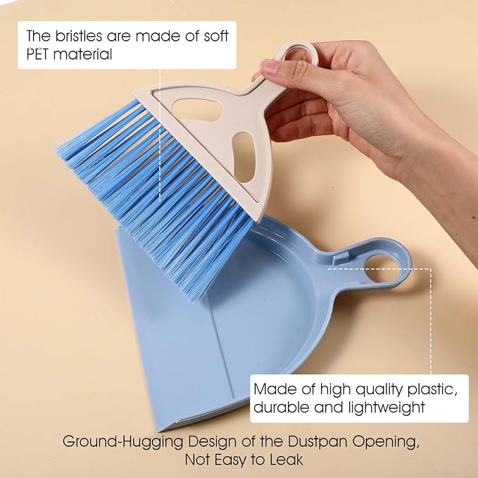 9 Pack Mini Dust Pan and Brush Set, Small Hand Broom and Dustpan Set with Handle - 3 Colors Plastic Cleaning Tools for Desk, Table, Keyboard, Car, Pet Food Crumbs