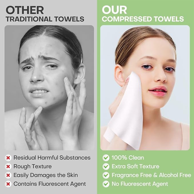 1000Pcs Compressed Towel Mini Tablets Disposable Face Towelette with 4 Cases, Coin Tissue Facial Cleansing Towels Washcloths for Travel Home Hand Wipes, Camping, Hiking, Outdoor, Ultra Soft and Thick