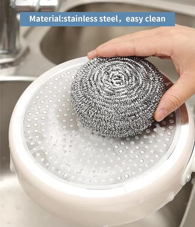 Steel Wool Scrubber - Steel Wool for Cleaning Dish Pots Pans Grills Stainless Steel Scrubber for Kitchen Sinks Cleaning Pads Metal Scrubber (24)