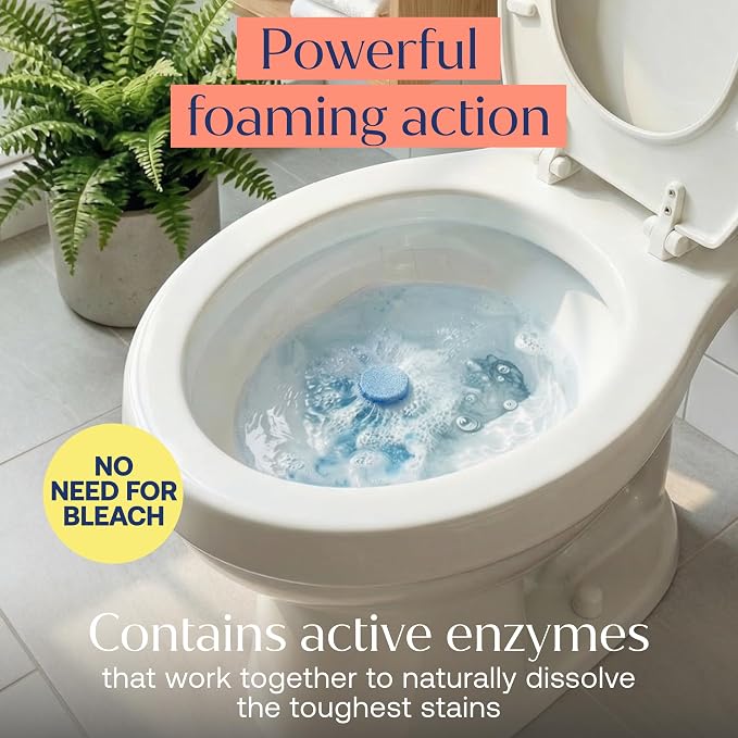 Fab Tab Toilet Cleaner Tablets for Bowl, Powerful Active Toilet Stain and Rust Removal, No Plastic or Harmful Chemicals, Safe for Regular and Septic Tanks, Lemon & Eucalyptus Scent - 20 Pack