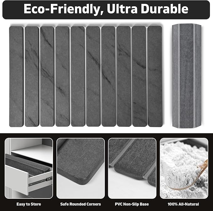 Large Stone Dish Drying Mat for Kitchen Counter, Quick Dry Dish Drying Mats, Foldable Absorbent Diatomaceous Earth Mats for Plate Rack Bottles Cups, Match Any Countertop (Gray Marble 24"×16" & 8"x4")