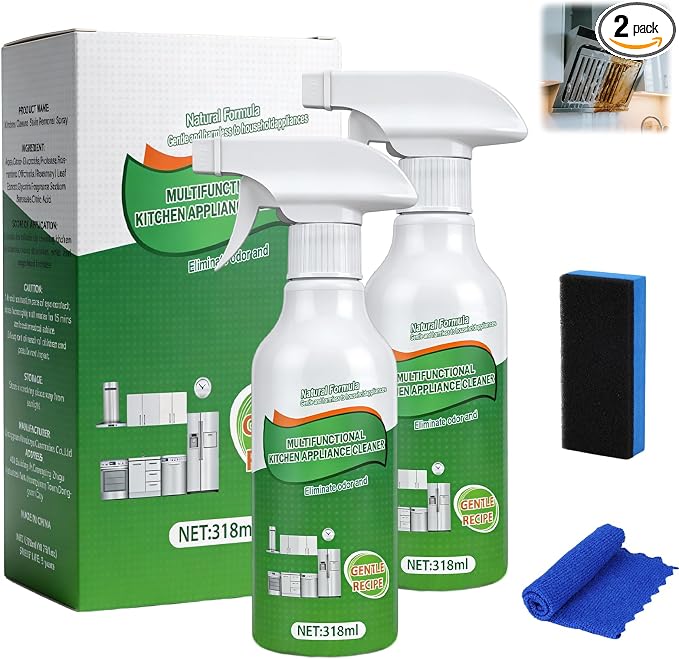 2Pcs Kitchen Cleaner Spray, Multi-Purpose Kitchen Cleaner, Heavy Duty Kitchen Oil Stains Spray for Kitchen, Household, Oven, Stove, Range Hood - 318ml