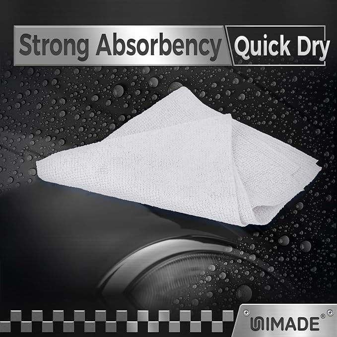 UNIMADE Shop Towels, 400 Pack Commercial Grade Work Rags Microfiber Towels for Cars Cleaning Rags Bulk Detailing Cloth for Automotive Bar Mechanic Restaurant Garage Housekeeping, 11.5"x 11.5", White