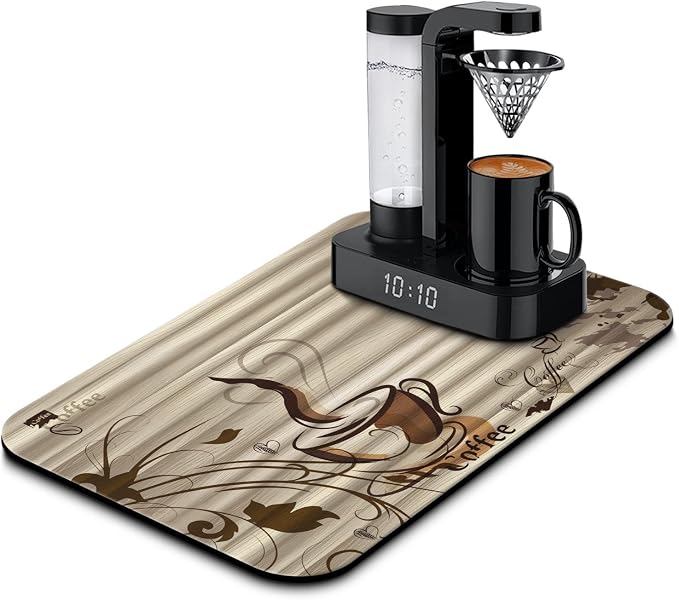 Fun Coffee Mat 19inx12in,Coffee Bar Mat for Countertops,Absorbent Hide Stain Anti-Slip Coffee Bar Accessories Fit Under Coffee Machine Mat,dish Drying Mats for Kitchen