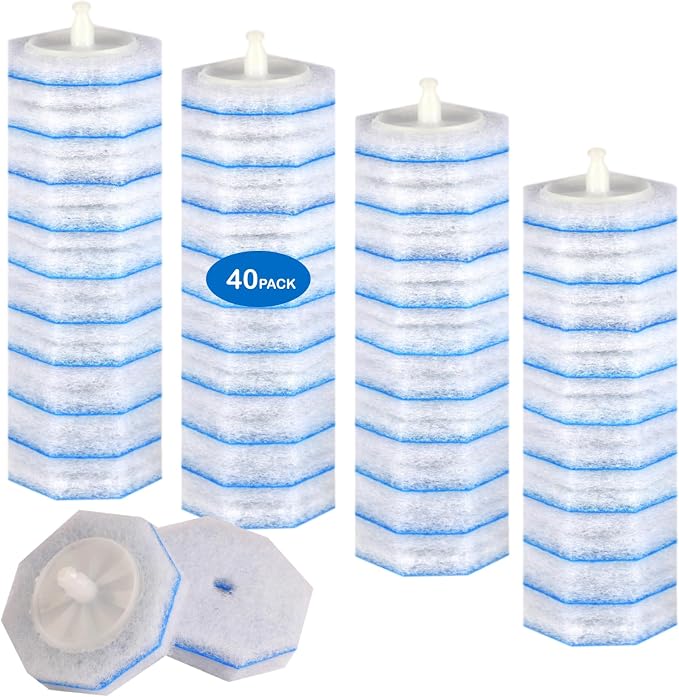 40 Count Disposable Toilet Brush Refill Heads, Sturdy Non-Shed Replacement Pads with Fresh Fragrance