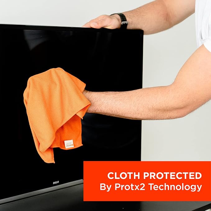 WHOOSH Microfiber Cleaning Cloth, 3 Pack, 14 x 14 in, Orange | Suitable for TV, Car Screen, Computer, MacBook and Watches, Machine Washable