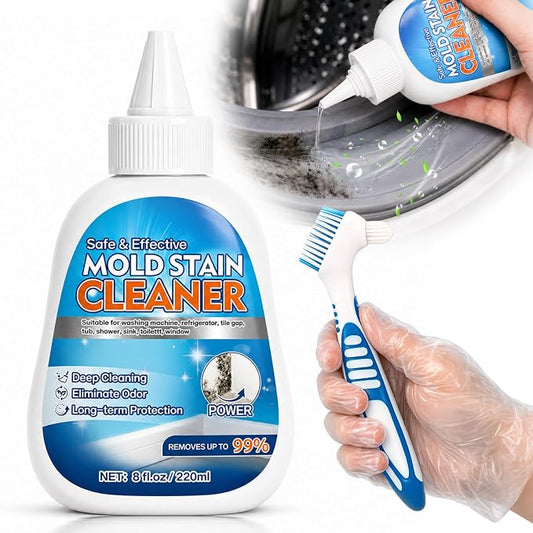 Mold Stain Remover Gel, 8 Fl Oz Heavy-Duty Thick Gel Formula for Washing Machine Seal, Front Load Washer Gasket, Bathroom Grout, Shower, Silicone Caulk, Tile & Sink Cleaner