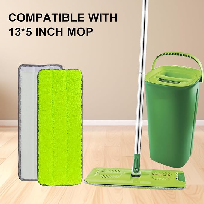 Microfiber Mop Pads for Libman Rinse 'n Wring Mop and Bucket System, 13in Washable & Reusable Microfiber Floor Cleaning Pads Head Refills for All 13" X 5" Flat Floor Mop