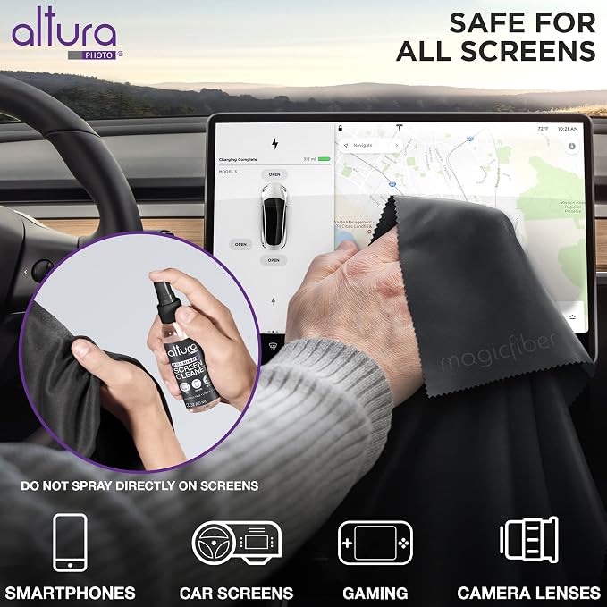 Altura Photo Screen Cleaner Spray Kit for Car, Laptop, Computer & MacBook | Great Touch Screen Cleaner for Phone, Tesla, iPad, OLED, TV, Monitors, Tablet & Mac Displays