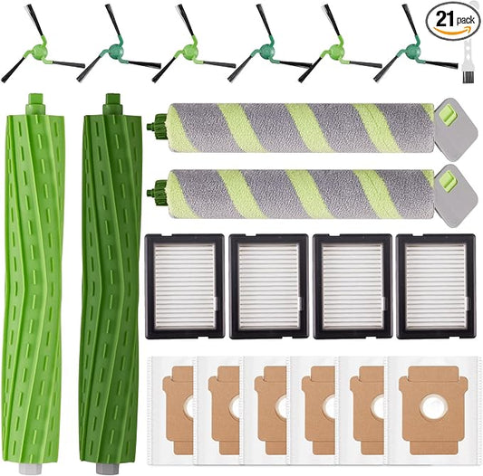 21 Pcs Replacement Parts for iRobot Roomba 705X/Max 705/Max 706 Combo Robot | include 2 Main Brushes, 6 Dust Bags, 4 Filters, 2 Roller Mops, 6 Side Brushes, 1 Cleaning Tool, Vacuum Accessories Kit