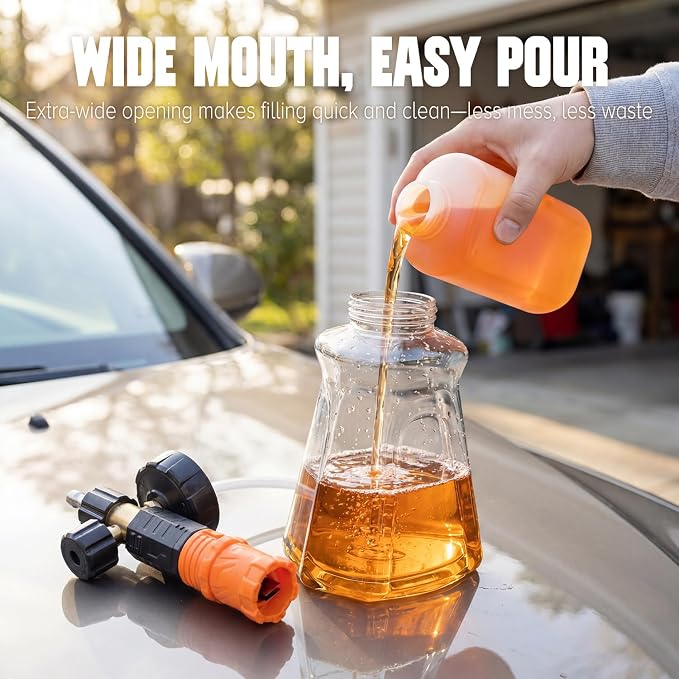 Foam Cannon for Pressure Washer, 1L Snow Foam Lance | 1/4 in quick connect, Includes extra orifice nozzle, foam makers, adjustable spray for cars