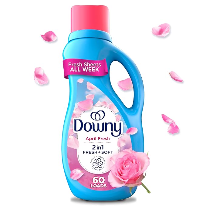 Downy 2 in 1 Liquid Fabric Softener, April Fresh, 44 fl oz, 60 Loads, Fabric Conditioner Liquid Provides Softness and Freshness for Fabrics
