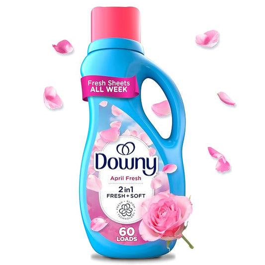 Downy 2 in 1 Liquid Fabric Softener, April Fresh, 44 fl oz, 60 Loads, Fabric Conditioner Liquid Provides Softness and Freshness for Fabrics