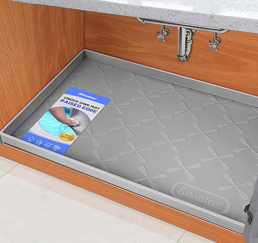 SIKADEER Under Sink Mat Waterproof 34" x 22", Silicone Mat Kitchen Drawer Shelf and Cabinet Liner, Sink Protector for Kitchen Organizers and Storage, Boot Tray Pet Food Mats