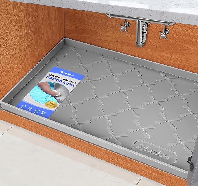 SIKADEER 40" x 22" Under Sink Mat Waterproof, Silicone Mat Kitchen Drawer Shelf and Cabinet Liner, Sink Protector for Kitchen Organizers and Storage, Boot Tray Pet Food Mats