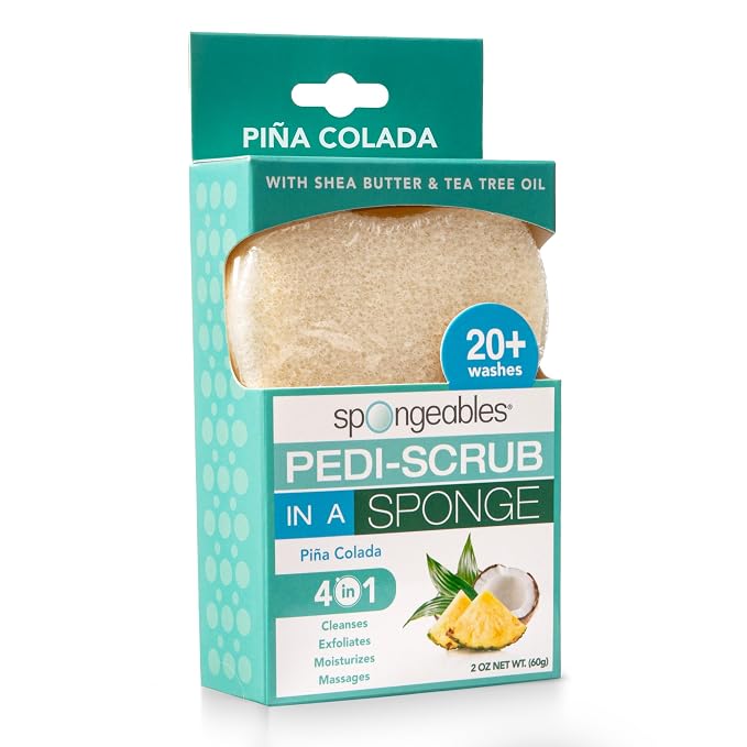 Spongables Pedi Scrub Foot Exfoliating 20+ Wash Sponge, Pina Colada, 1 Count