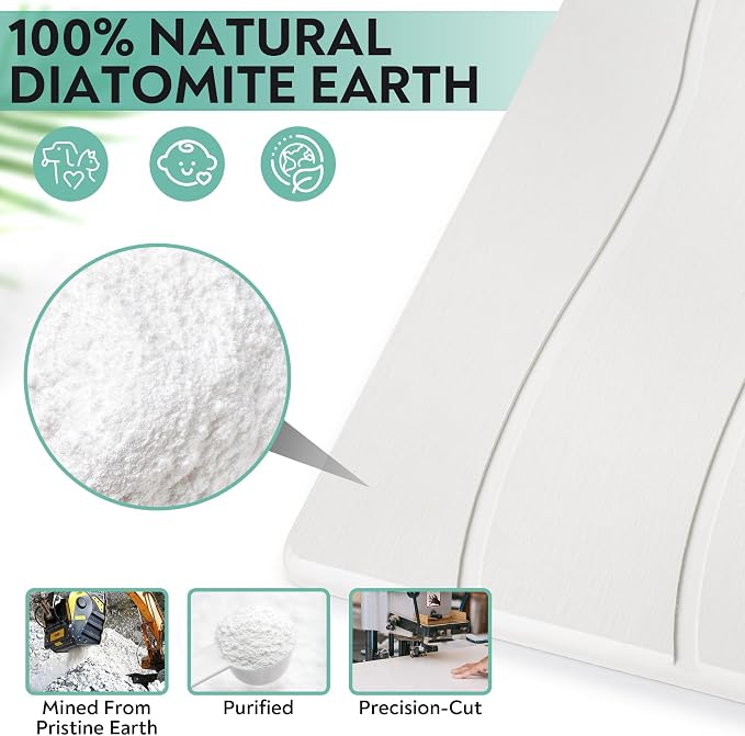 Stone Drying Mat for Kitchen Counter, Quick Diatomaceous Earth Mats for Dishes, Super Absorbent Fast Drying Collapsible Countertop Stone Mat , for Dishes Bottles Cups Bathroom ,24"(L)×16 (W)