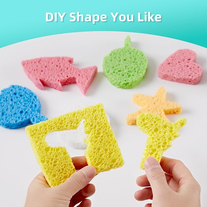 JOYMOOP Dish Sponge Scrubber, Cellulose Sponges Kitchen for Non-Scratch Washing Dishes, Household Cleaning Scrub Natural Sponge, Pack of 24 Colorful Sponges