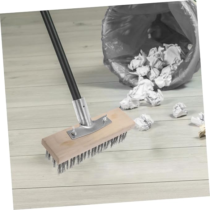 ABOOFAN Stainless Steel Wire Floor Brush Outdoor Scrub Brush for Moss Cleaning Heavy Duty Scrubber for Concrete Tile Garage