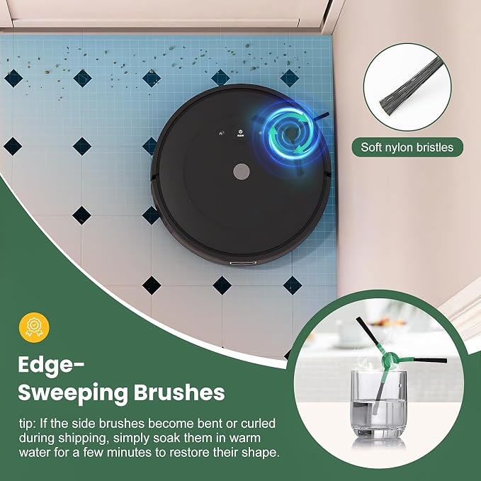 19 Pack Accessories Compatible with iRobot Roomba Combo & Essential Robot | Replacement Parts for Roomba 104/105/Y0110/Y0140/Q0120/Q011,2 Roller Brush,6 Filters,6 Side Brushes,4 Mop Pads&Cleaning Brush