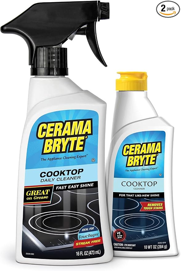 Cerama Bryte Cooktop Cleaner 10 oz & Daily Cooktop Spray 16 oz Combo