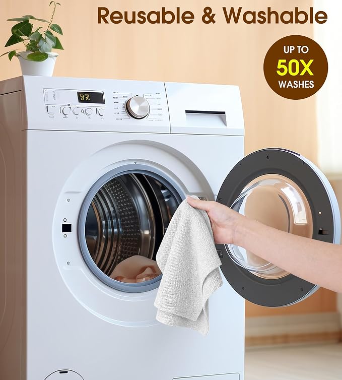 KitchLife Microfiber Cleaning Cloth Roll, 100 Pack - Tear-Away Microfiber Paper Towels, Lint-Free, Reusable, Washable for Kitchen, Car, Dishes, and Sensitive Surfaces (Light Gray)
